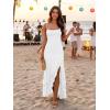 image:imageKaximil Womens Sexy Spaghetti Strap Maxi Dresses Ruched Bodycon Ruffle Mermaid Cocktail Wedding Guest Dress 2026White