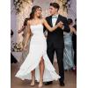 image:imageKaximil Womens Sexy Spaghetti Strap Maxi Dresses Ruched Bodycon Ruffle Mermaid Cocktail Wedding Guest Dress 2026White