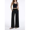 image:imageAnotherChill Womens High Waisted Wide Leg Crepe Pants Pull On Wrinkle Free Trousers with Pockets for Work Business CasualBlack