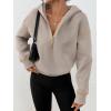 image:imageTrendy Queen Half Zip Pullover Cropped Hoodies for Women Y2k Cute Sweatshirts Jackets Spring Fashion 2026 Outfits ClothingCoffee Grey
