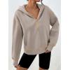 image:imageTrendy Queen Half Zip Pullover Cropped Hoodies for Women Y2k Cute Sweatshirts Jackets Spring Fashion 2026 Outfits ClothingCoffee Grey