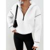 image:imageTrendy Queen Half Zip Pullover Cropped Hoodies for Women Y2k Cute Sweatshirts Jackets Spring Fashion 2026 Outfits ClothingWhite