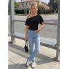image:imageTrendy Queen Off the Shoulder Tops for Women 2026 Summer Short Sleeve Shirts Casual Cute Spring Clothes Y2k T ShirtsBlack
