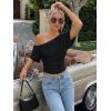 image:imageTrendy Queen Off the Shoulder Tops for Women 2026 Summer Short Sleeve Shirts Casual Cute Spring Clothes Y2k T ShirtsBlack