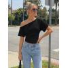 image:imageTrendy Queen Off the Shoulder Tops for Women 2026 Summer Short Sleeve Shirts Casual Cute Spring Clothes Y2k T ShirtsBlack
