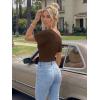 image:imageTrendy Queen Off the Shoulder Tops for Women 2026 Summer Short Sleeve Shirts Casual Cute Spring Clothes Y2k T ShirtsChocolate Brown