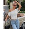 image:imageTrendy Queen Off the Shoulder Tops for Women 2026 Summer Short Sleeve Shirts Casual Cute Spring Clothes Y2k T ShirtsOatmeal Grey