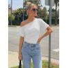 image:imageTrendy Queen Off the Shoulder Tops for Women 2026 Summer Short Sleeve Shirts Casual Cute Spring Clothes Y2k T ShirtsOatmeal Grey