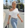 image:imageTrendy Queen Off the Shoulder Tops for Women 2026 Summer Short Sleeve Shirts Casual Cute Spring Clothes Y2k T ShirtsOatmeal Grey