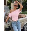 image:imageTrendy Queen Off the Shoulder Tops for Women 2026 Summer Short Sleeve Shirts Casual Cute Spring Clothes Y2k T ShirtsPink