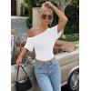 image:imageTrendy Queen Off the Shoulder Tops for Women 2026 Summer Short Sleeve Shirts Casual Cute Spring Clothes Y2k T ShirtsWhite