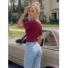 image:imageTrendy Queen Off the Shoulder Tops for Women 2026 Summer Short Sleeve Shirts Casual Cute Spring Clothes Y2k T ShirtsWine Red