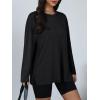 image:imageTrendy Queen Oversized Side Slit Tshirts for Women Long Sleeve Workout Tops Fall Fashion Gym Casual Tees Basic Y2K ClothesBlack