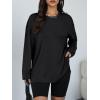 image:imageTrendy Queen Oversized Side Slit Tshirts for Women Long Sleeve Workout Tops Fall Fashion Gym Casual Tees Basic Y2K ClothesBlack
