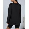 image:imageTrendy Queen Oversized Side Slit Tshirts for Women Long Sleeve Workout Tops Fall Fashion Gym Casual Tees Basic Y2K ClothesBlack