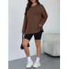 image:imageTrendy Queen Oversized Side Slit Tshirts for Women Long Sleeve Workout Tops Fall Fashion Gym Casual Tees Basic Y2K ClothesBrown