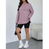 image:imageTrendy Queen Oversized Side Slit Tshirts for Women Long Sleeve Workout Tops Fall Fashion Gym Casual Tees Basic Y2K ClothesDarkpink