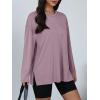 image:imageTrendy Queen Oversized Side Slit Tshirts for Women Long Sleeve Workout Tops Fall Fashion Gym Casual Tees Basic Y2K ClothesDarkpink