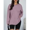 image:imageTrendy Queen Oversized Side Slit Tshirts for Women Long Sleeve Workout Tops Fall Fashion Gym Casual Tees Basic Y2K ClothesDarkpink
