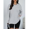image:imageTrendy Queen Oversized Side Slit Tshirts for Women Long Sleeve Workout Tops Fall Fashion Gym Casual Tees Basic Y2K ClothesGrey