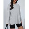 image:imageTrendy Queen Oversized Side Slit Tshirts for Women Long Sleeve Workout Tops Fall Fashion Gym Casual Tees Basic Y2K ClothesGrey