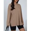 image:imageTrendy Queen Oversized Side Slit Tshirts for Women Long Sleeve Workout Tops Fall Fashion Gym Casual Tees Basic Y2K ClothesKhaki
