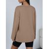 image:imageTrendy Queen Oversized Side Slit Tshirts for Women Long Sleeve Workout Tops Fall Fashion Gym Casual Tees Basic Y2K ClothesKhaki
