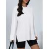 image:imageTrendy Queen Oversized Side Slit Tshirts for Women Long Sleeve Workout Tops Fall Fashion Gym Casual Tees Basic Y2K ClothesWhite
