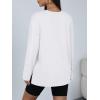 image:imageTrendy Queen Oversized Side Slit Tshirts for Women Long Sleeve Workout Tops Fall Fashion Gym Casual Tees Basic Y2K ClothesWhite