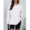 image:imageTrendy Queen Oversized Side Slit Tshirts for Women Long Sleeve Workout Tops Fall Fashion Gym Casual Tees Basic Y2K ClothesWhite