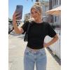 image:imageTrendy Queen Womens Crewneck Short Sleeve Cinched Waist Ruched Tops Casual Slim Fitted Basic Shirts Workout Summer ClothesBlack