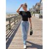 image:imageTrendy Queen Womens Crewneck Short Sleeve Cinched Waist Ruched Tops Casual Slim Fitted Basic Shirts Workout Summer ClothesBlack