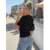 image:imageTrendy Queen Womens Crewneck Short Sleeve Cinched Waist Ruched Tops Casual Slim Fitted Basic Shirts Workout Summer ClothesBlack