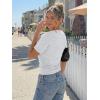 image:imageTrendy Queen Womens Crewneck Short Sleeve Cinched Waist Ruched Tops Casual Slim Fitted Basic Shirts Workout Summer ClothesGrey