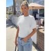 image:imageTrendy Queen Womens Crewneck Short Sleeve Cinched Waist Ruched Tops Casual Slim Fitted Basic Shirts Workout Summer ClothesGrey