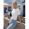image:imageTrendy Queen Womens Crewneck Short Sleeve Cinched Waist Ruched Tops Casual Slim Fitted Basic Shirts Workout Summer ClothesGrey
