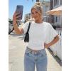 image:imageTrendy Queen Womens Crewneck Short Sleeve Cinched Waist Ruched Tops Casual Slim Fitted Basic Shirts Workout Summer ClothesGrey