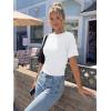 image:imageTrendy Queen Womens Crewneck Short Sleeve Cinched Waist Ruched Tops Casual Slim Fitted Basic Shirts Workout Summer ClothesWhite
