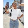 image:imageTrendy Queen Womens Crewneck Short Sleeve Cinched Waist Ruched Tops Casual Slim Fitted Basic Shirts Workout Summer ClothesWhite