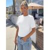 image:imageTrendy Queen Womens Crewneck Short Sleeve Cinched Waist Ruched Tops Casual Slim Fitted Basic Shirts Workout Summer ClothesWhite