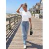 image:imageTrendy Queen Womens Crewneck Short Sleeve Cinched Waist Ruched Tops Casual Slim Fitted Basic Shirts Workout Summer ClothesWhite