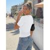 image:imageTrendy Queen Womens Crewneck Short Sleeve Cinched Waist Ruched Tops Casual Slim Fitted Basic Shirts Workout Summer ClothesWhite