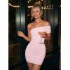 image:imageTrendy Queen Womens Off The Shoulder Mini Dresses Ruched Going Out Summer Bodycon Sexy Party Short Club Outfits 2026Pink