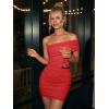 image:imageTrendy Queen Womens Off The Shoulder Mini Dresses Ruched Going Out Summer Bodycon Sexy Party Short Club Outfits 2026Red