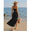 image:imageTrendy Queen Womens Ruched Halter Crop Top and Bodycon Long Skirt 2 Piece Set for Going Out Summer Vacation Outfit 2026Black