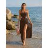 image:imageTrendy Queen Womens Ruched Halter Crop Top and Bodycon Long Skirt 2 Piece Set for Going Out Summer Vacation Outfit 2026Brown