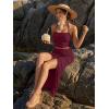 image:imageTrendy Queen Womens Ruched Halter Crop Top and Bodycon Long Skirt 2 Piece Set for Going Out Summer Vacation Outfit 2026Burgundy