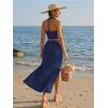 image:imageTrendy Queen Womens Ruched Halter Crop Top and Bodycon Long Skirt 2 Piece Set for Going Out Summer Vacation Outfit 2026Navy
