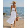 image:imageTrendy Queen Womens Ruched Halter Crop Top and Bodycon Long Skirt 2 Piece Set for Going Out Summer Vacation Outfit 2026White
