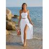 image:imageTrendy Queen Womens Ruched Halter Crop Top and Bodycon Long Skirt 2 Piece Set for Going Out Summer Vacation Outfit 2026White